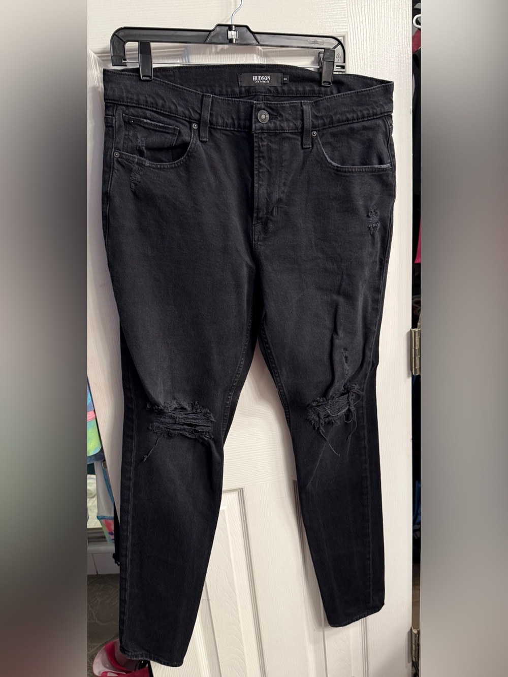 Hudson Jeans Men's Black Skinny Distressed Denim